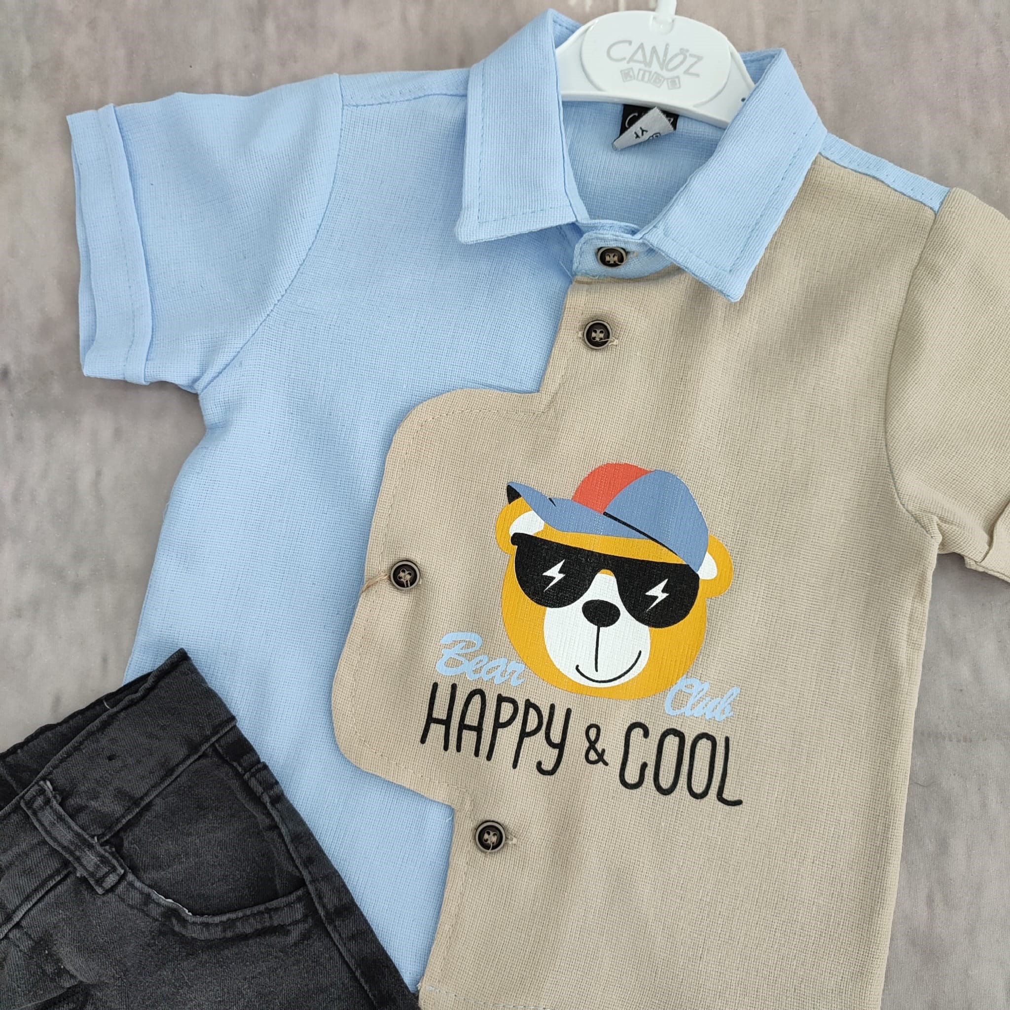 Bebek Takım Happy Cool Baskılı Şortlu